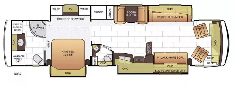 40' 2016 Newmar Ventana 4037 400hp Cummins w/3 Slides Floorplan