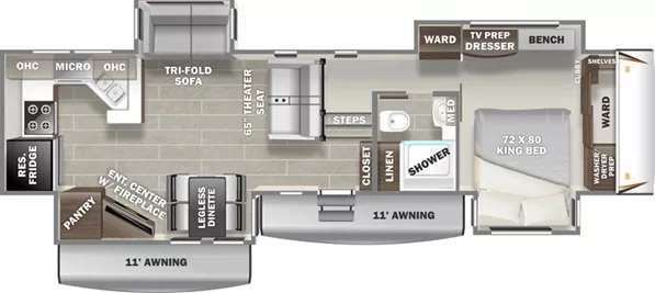 41' 2021 Forest River Sanibel 3702WB w/4 Slides Floorplan