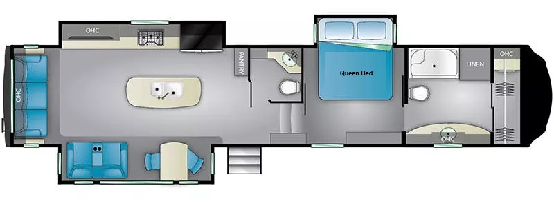 43' 2019 Heartland Bighorn 3870FB w/2 Slides Floorplan