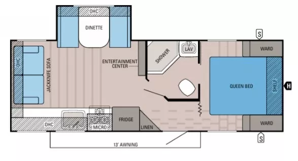 27' 2016 Jayco Jay Feather 23RLSW w/Slide Floorplan