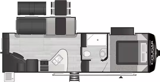 30' 2019 Keystone Cougar 25RES w/2 Slides Floorplan
