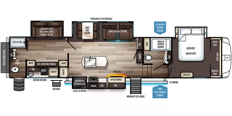 42' 2020 Forest River Sabre 38DBQ w/4 Slides - Bunk House Floorplan