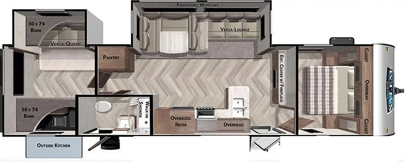 35' 2021 Forest River Salem 32BHDS w/2 Slides Floorplan