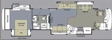 43' 2010 Monaco Diplomat 42SKQ 425hp Cummins w/4 Slides Floorplan