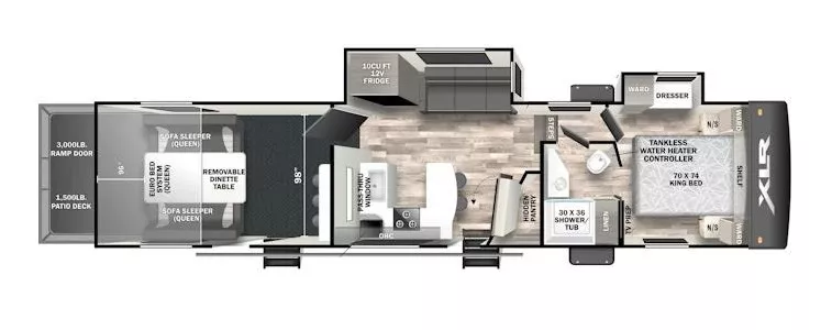 41' 2024 Forest River Xlr Boost 363BX w/2 Slides Floorplan
