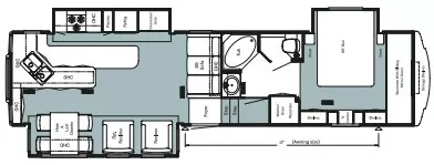 37' 2005 Newmar Kountry Star 35LKSA w/3 Slides Floorplan