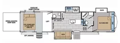 39' 2019 Forest River Nitro 37DK5 w/3 Slides & Generator  - Toy Hauler Floorplan