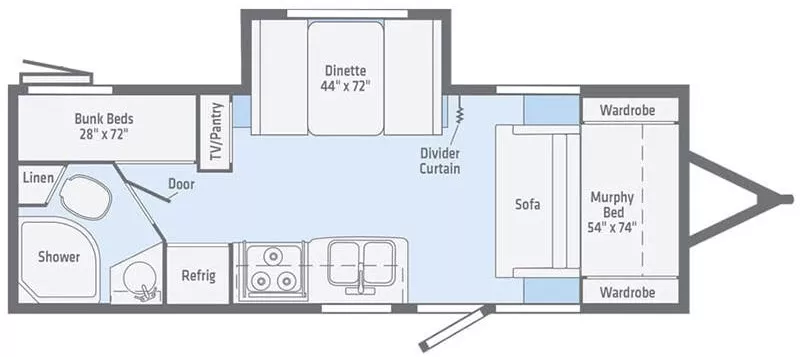 25' 2022 Winnebago Micro Minnie Flx 2306BHS w/Slide - Bunk House Floorplan