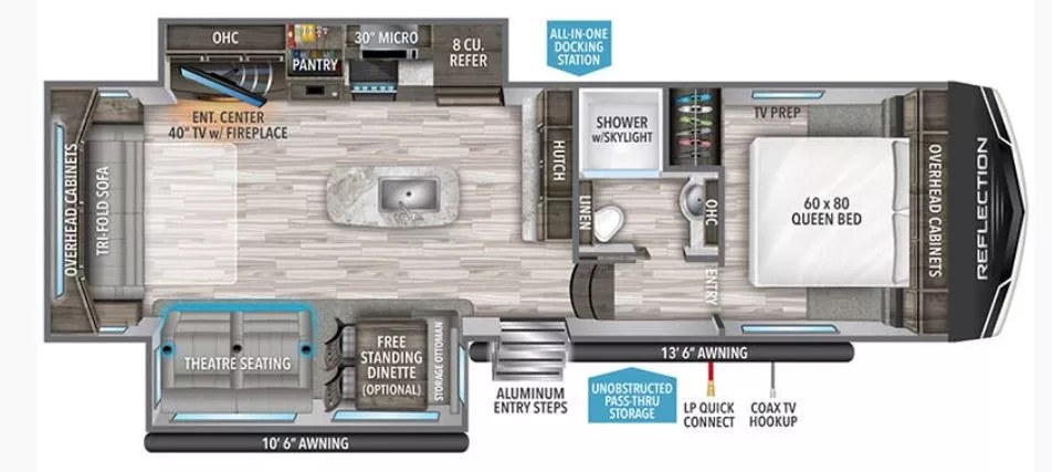 32' 2021 Grand Design Reflection 295RL w/2 Slides Floorplan