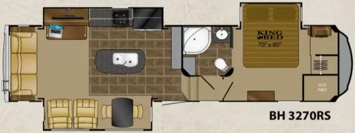 36' 2016 Heartland Bighorn 3270RS w/3 Slides Floorplan