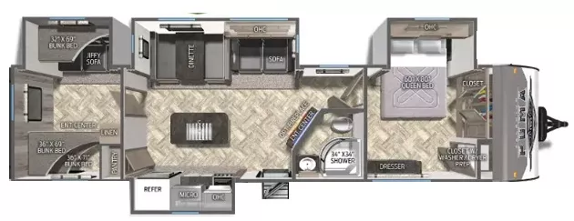 39' 2024 Forest River Palomino Puma 32BHFS w/4 Slides - Bunk House Floorplan
