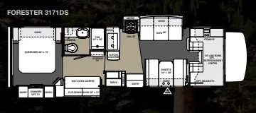 32' 2013 Forest River Forester 3171DS w/2 Slides - Bunk House Floorplan