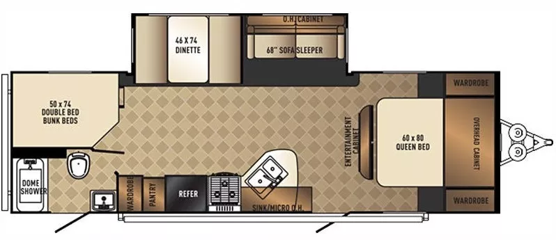 30' 2016 Forest River Palomino Solaire 267BHSK w/Slide Floorplan