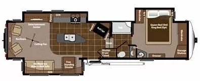 36' 2013 Keystone Montana Hickory 3582RL w/3 Slides & Generator Floorplan