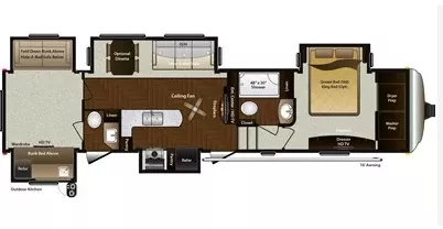 40' 2014 Keystone Montana Mountaineer 356TBF w/5 Slides - Bunk House Floorplan