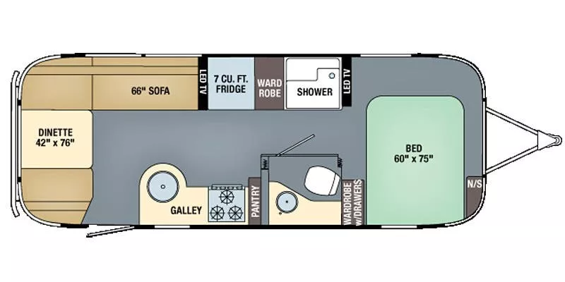 25' 2017 Airstream International Signature 25FB Floorplan