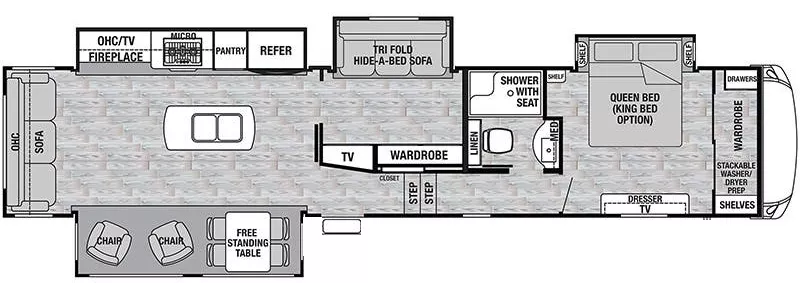 42' 2019 Forest River Cedar Creek Silverback 37MBH w/4 Slides - Bunk House Floorplan