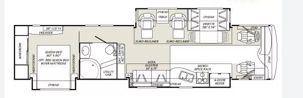 40' 2007 Fleetwood Discovery 40X 330hp Caterpillar w/3 Slides Floorplan