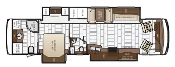 38' 2018 Newmar Ventana 3709 360hp Cummins w/3 Slides Floorplan