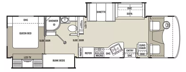 35' 2014 Forest River Coachmen Mirada 34BH w/2 Slides - Bunk House Floorplan
