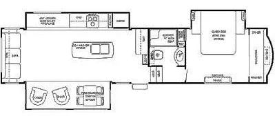 39' 2014 Forest River Cedar Creek Hathaway 36CKTS w/3 Slides Floorplan