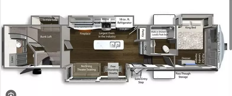 2024 Dutchmen Yukon 412DB w/3 Slides Floorplan