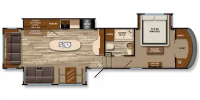 38' 2015 Grand Design Solitude 369RL w/3 Slides Floorplan