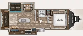 33' 2019 Grand Design Reflection 297RSTS w/2 Slides Floorplan