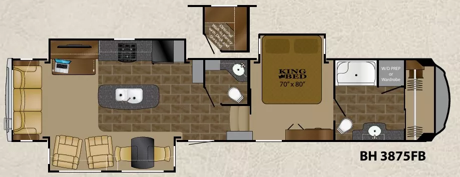 41' 2016 Heartland Big Horn 3875FB w/3 Slides Floorplan