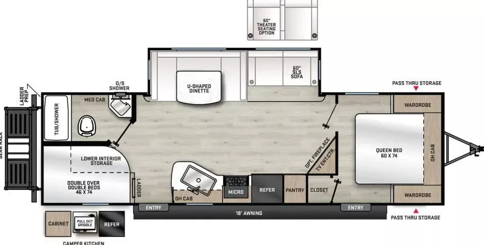 32' 2025 Forest River Catalina Legacy 263 BHSCK w/Slide - Bunk House Floorplan