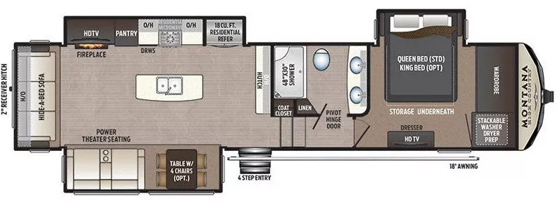 36' 2015 Keystone Montana Mountaineer 331RLT w/3 Slides Floorplan