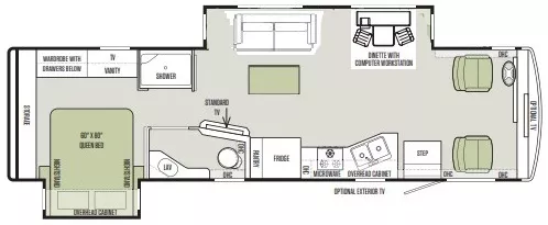 33' 2015 Tiffin Allergo Open Road 31SA w/2 Slides Floorplan