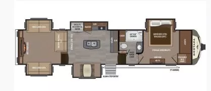 40' 2017 Keystone Montana 3791RD w/5 Slides Floorplan