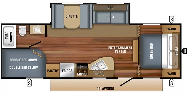 31' 2018 Jayco Jay Flight Slx 267BHS w/Slide - Bunk House Floorplan