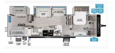 37' 2025 Grand Design Transcend 335BHT w/3 Slides - Bunk House Floorplan
