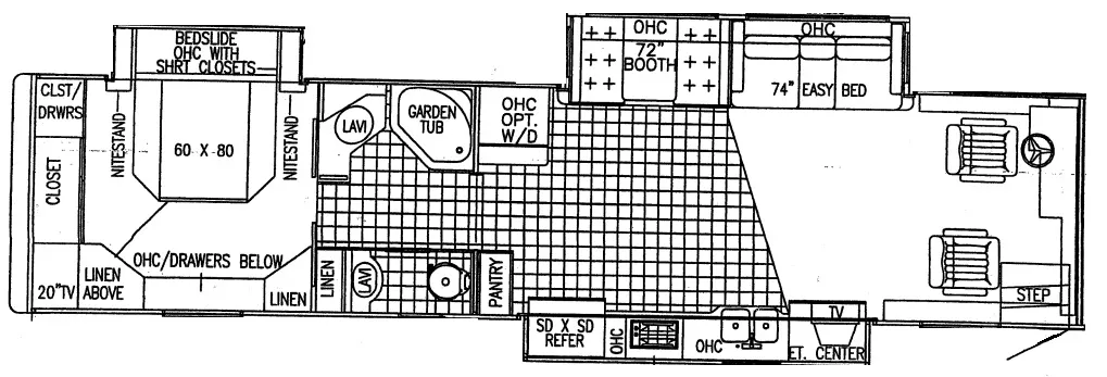 40' 2004 Tiffin Allegro Bus 40TGP 400hp Cummins w/3 Slides Floorplan