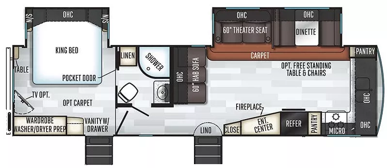 36' 2019 Forest River Flagstaff 831CLBSS w/2 Slides Floorplan