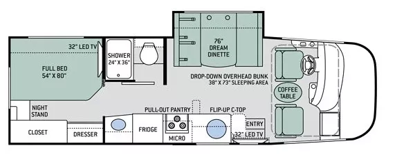 28' 2017 Thor Vegas 25.4 w/2 Slides Floorplan