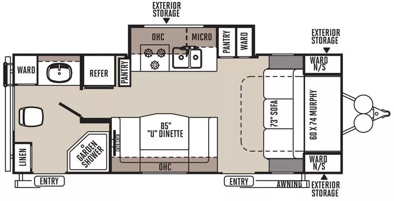 25' 2015 Forest River Rockwood Mini Lite Series 2503S w/Slide Floorplan