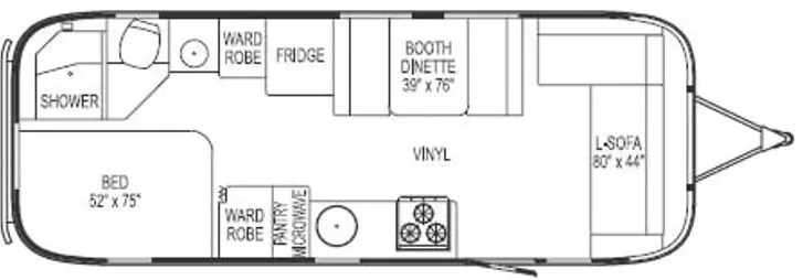 26' 2006 Airstream Safari Le 25SS WB Floorplan