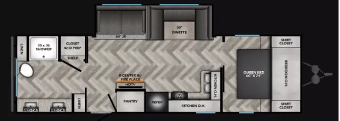 32' 2021 Crossroads Zinger 280RB Floorplan