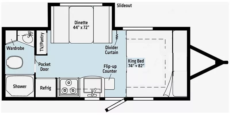 23' 2022 Winnebago Micro Minnie 2108TB w/Slide Floorplan