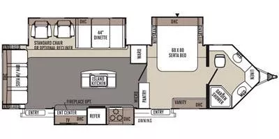 34' 2014 Forest River Rockwood Windjammer 3025W w/3 Slides Floorplan