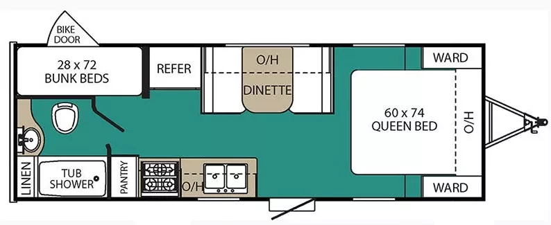 25' 2018 Forest River Clipper 21BH - Bunk House Floorplan