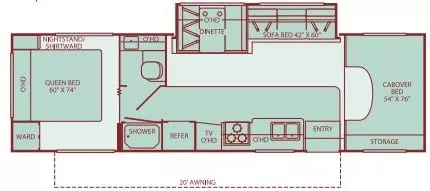 31' 2004 Fleetwood Tioga 31W w/Slide Floorplan