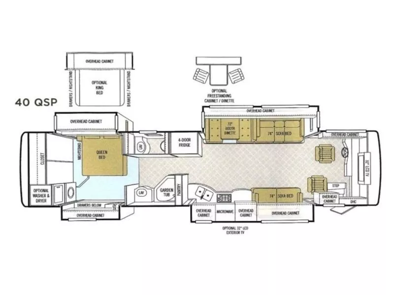 40' 2007 Tiffin Allegro Bus 40QSP 400hp Cummins w/4 Slides Floorplan