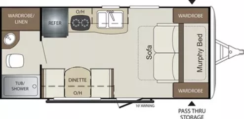 21' 2020 Keystone Bullet Crossfire 1800RB Floorplan