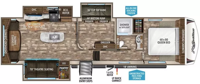 36' 2020 Grand Design Reflection 31MB w/3 Slides - Bunk House Floorplan