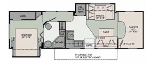 32' 2009 Fleetwood Tioga 31M w/2 Slides Floorplan