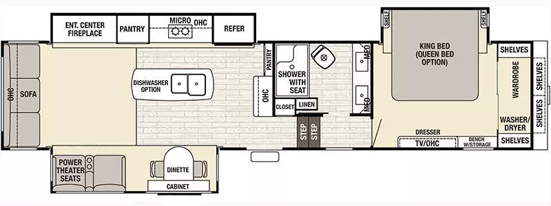 41' 2018 Forest River Cedar Creek Champagne 38EL w/3 Slides Floorplan